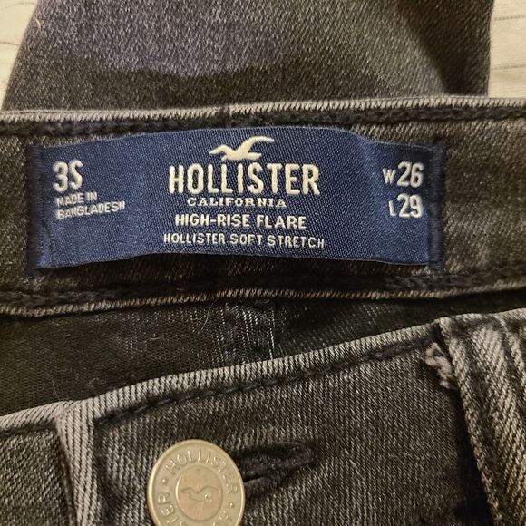 Hollister High Rise Flare Split Hem Black Size 3 Short - Picture 5 of 6